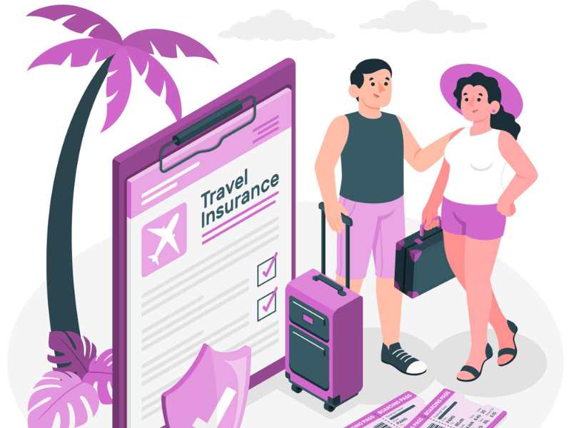 Illustrazione concettuale del concetto di assicurazione viaggio
